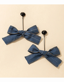 Fashion Blue Alloy Denim Bow Stud Earrings