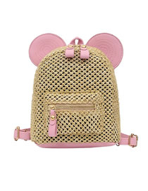Fashion Pink Straw Cutout Braided Backpack