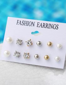 Fashion  Alloy Diamond Round Hoop Stud Earrings Set