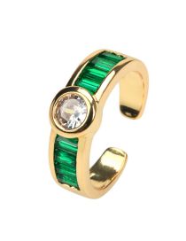 Fashion  Brass Encrusted Zirconium Round Ring