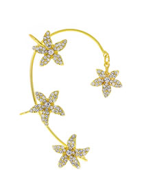 Fashion 30 Gold G Type Right M-463 Alloy Diamond Flower Ear Cuff