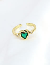 Fashion 1# Brass Gold Plated Zirconium Heart Open Ring