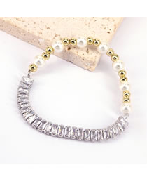 Fashion Silver Brass And Zirconium Pearl Panel Beaded Bracelet