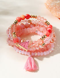 Fashion Pink Alloy Plexiglas Flat Bead Bead Set Bracelet