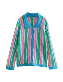 Fashion Stripe Knit Striped Long Sleeve Jacket