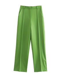 Fashion Green Solid Ridge Straight-leg Pants