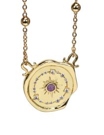 Fashion  Bronze Zirconium Star And Moon Necklace