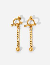 Fashion Gold Stainless Steel Ot Buckle Chain Stud Earrings