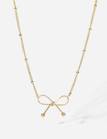 Fashion Gold Stainless Steel Openwork Bow Necklace