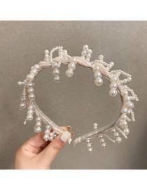 Fashion Creamy-white Pearl Beaded Fringe Headband