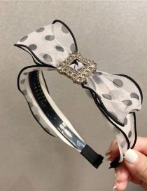 Fashion Beige Polka-dot Mesh Bow Headband With Diamonds
