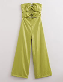 Fashion Green Solid Color Wrap Chest Cutout Jumpsuit