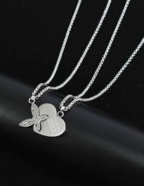 Fashion Silver Titanium Steel Heart Butterfly Necklace Set