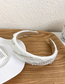 Fashion White Three-dimensional Embossed Wrinkled Pattern Pearl Wide-brimmed Headband