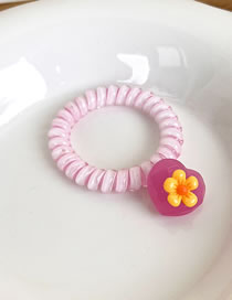 Fashion Pink Plastic Flower Love Phone Circle Hair Rope