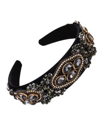 Fashion Black Fabric Alloy Diamond Geometric Headband