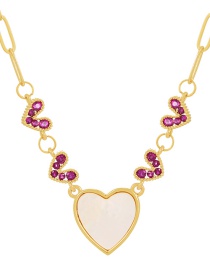 Fashion Red Bronze Zircon Shell Heart Pendant Necklace