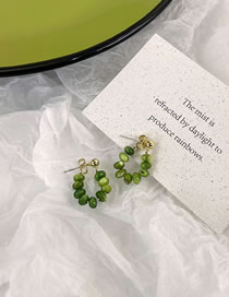 Fashion Green Geometric Shell Beaded Stud Earrings