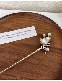 Fashion Silver Alloy Pearl Flower Hairpin