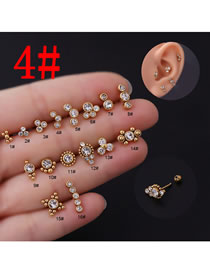 Fashion Gold 4 Titanium Steel Set Zirconium Geometric Pierced Stud Earrings