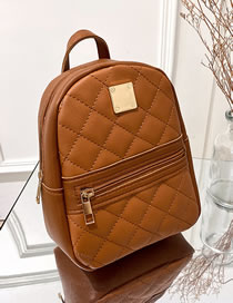 Fashion Brown Pu Lingge Large Capacity Backpack