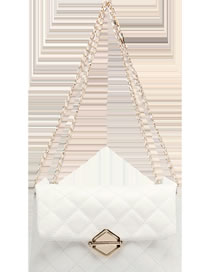 Fashion Beige Pu Diamond Lock Flap Crossbody Bag