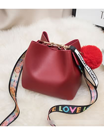 Fashion Red Pu Large Capacity Printed Shoulder Strap Crossbody Bag