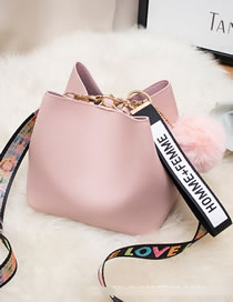 Fashion Pink Pu Large Capacity Printed Shoulder Strap Crossbody Bag