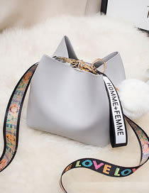 Fashion Grey Pu Large Capacity Printed Shoulder Strap Crossbody Bag