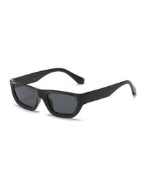 Fashion Bright Black Frame All Grey Small Frame Square Sunglasses