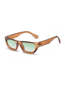 Fashion Transparent Tea Frame Gradually Green Small Frame Square Sunglasses