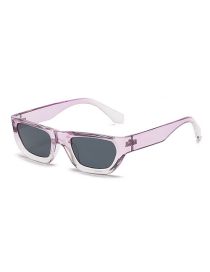 Fashion Violet On Top And Transparent On The Bottom Small Frame Square Sunglasses