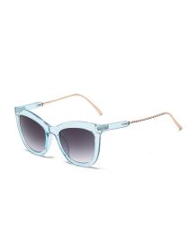 Fashion Clear Blue Metal Gradient Cat Eye Small Frame Sunglasses