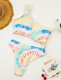 Fashion Gradient Polyester Print One-shoulder Cutout One-piece Swimsuit