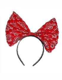 Fashion 5 Red Fabric Lace Bow Headband