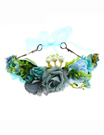 Fashion Blue Imitation Fabric Flower Wreath