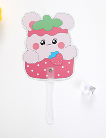 Fashion Pink Strawberry Bunny Pvc Cartoon Plastic Hand-held Fan