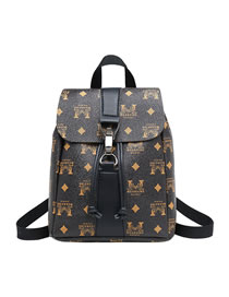 Fashion Brown Pu Large Capacity Backpack