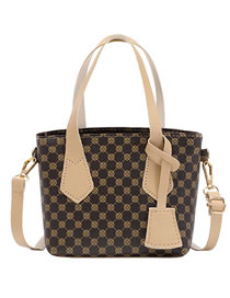 Fashion Brown Pu Print Large Capacity Crossbody Bag