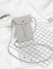 Fashion Light Grey Pu Litchi Pattern Flap Messenger Bag