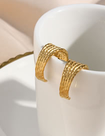 Fashion Gold Stainless Steel Gold Plated Irregular C-shaped Earrings