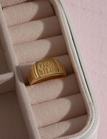 Fashion Gold Titanium Steel Letter Ring