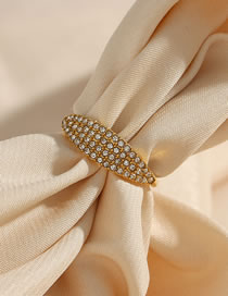 Fashion Gold Titanium Steel Set With Zirconium Geometric Ring