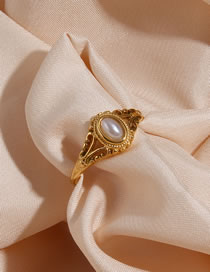 Fashion Gold Pearl Flower Irregular Metal Ring