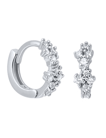 Fashion Silver Brass Diamond Round Earrings