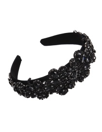 Fashion Black Fabric Alloy Diamond Flower Headband