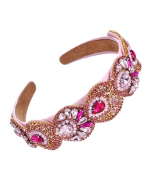 Fashion Pink Fabric Alloy Diamond-studded Water Drop Headband