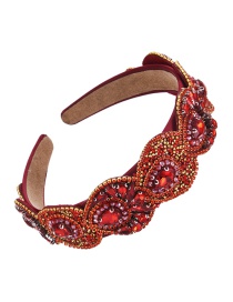 Fashion Red Fabric Alloy Diamond-studded Water Drop Headband
