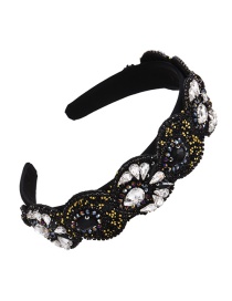 Fashion Black Fabric Alloy Diamond-studded Water Drop Headband