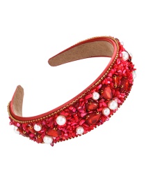 Fashion Red Fabric Diamond Drop Resin Stone Pearl Headband